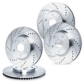 R1 Concepts WGPN2-92065 Drilled & Slotted Silver Disc Brake Rotor Set